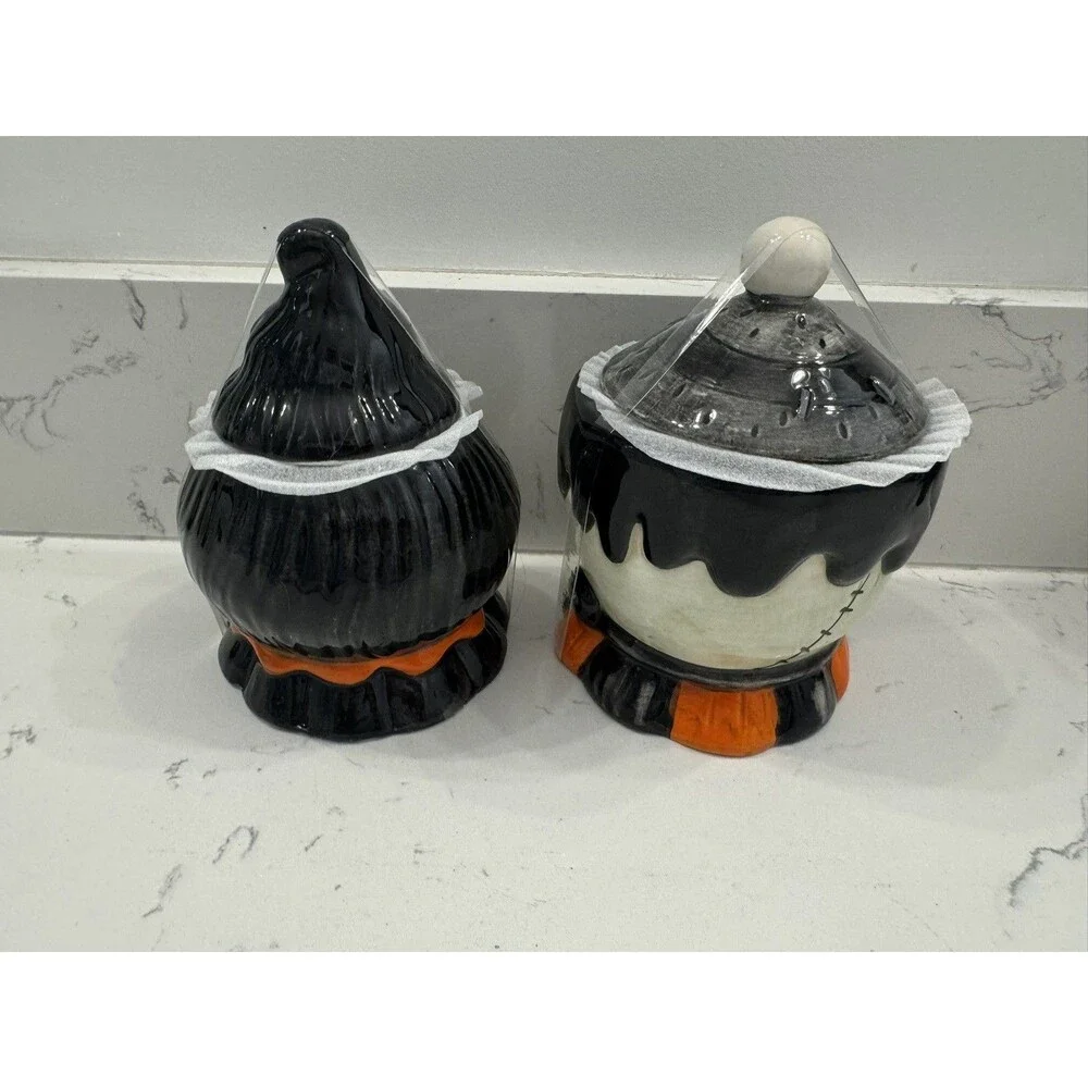 Johanna Parker Halloween Frankenstein Bride Lidded Bowl Canister Set New